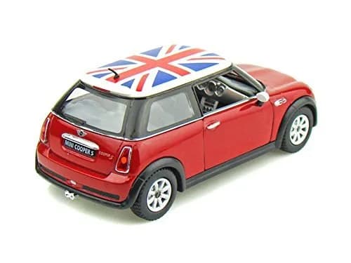 KiNSMART Mini Cooper S 5 inch 1:28 Scale Die Cast Metal Model Toy Car (Red British Flag) thumbnail 2