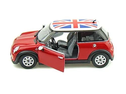 KiNSMART Mini Cooper S 5 inch 1:28 Scale Die Cast Metal Model Toy Car (Red British Flag) thumbnail 3
