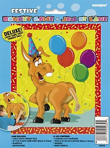 Unique Festive Fun Deluxe Pin the Tail on the Donkey Party Game | Reusable & Exciting Prizes (70-120 chars) thumbnail 1