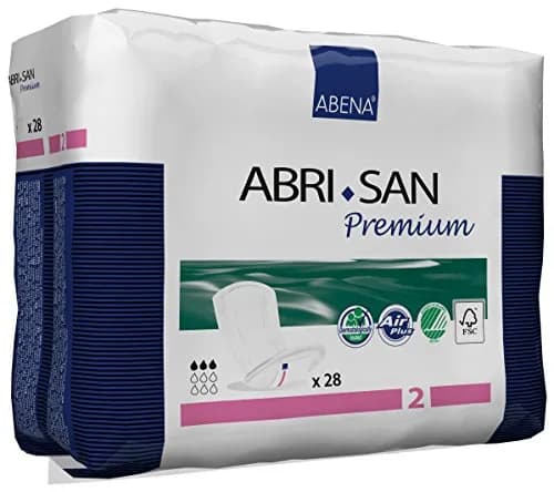 Abena Abri-San Premium Light Absorbency Incontinence Pad Size 2 | Breathable, Chemical-Free, 28 Count thumbnail 1