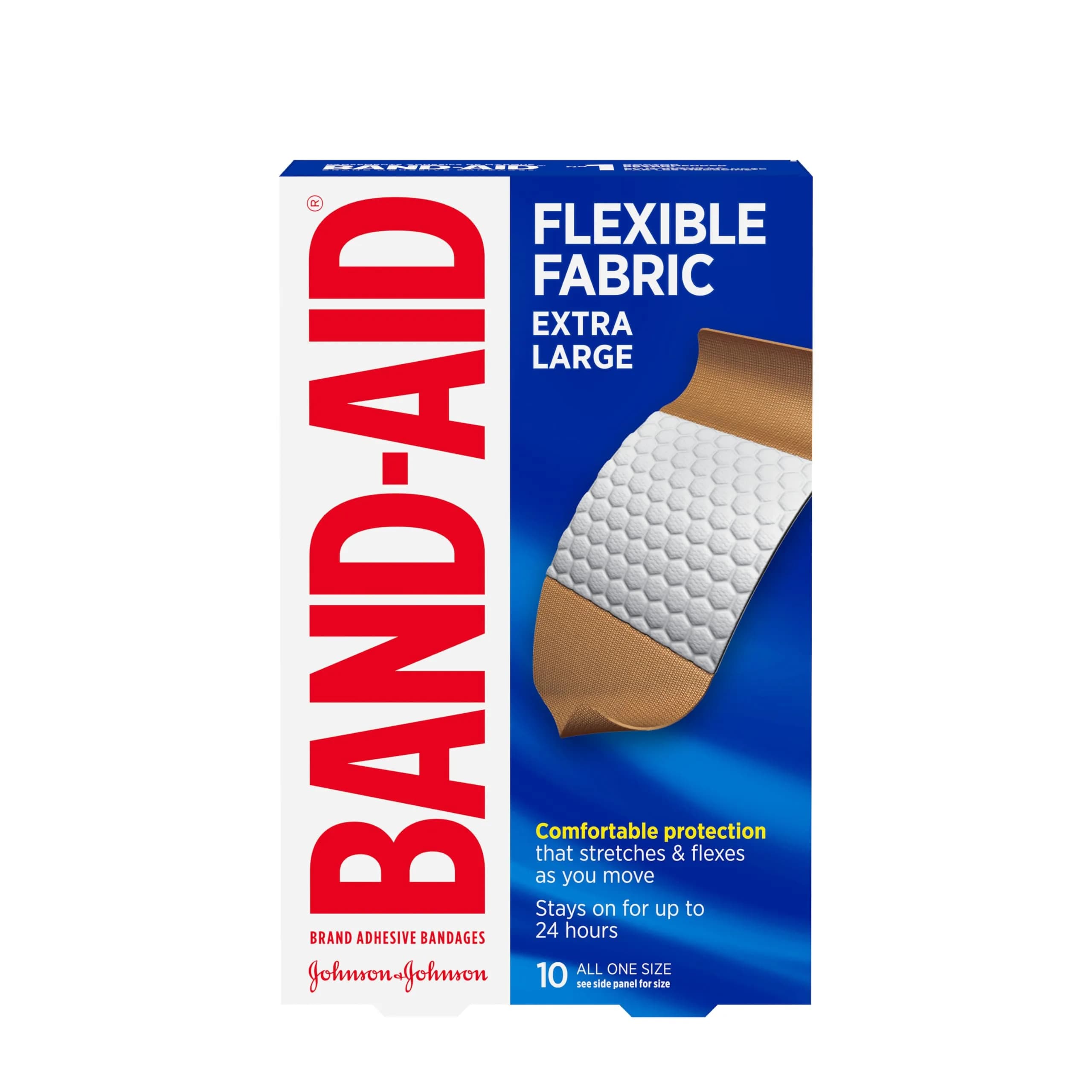 Band-Aid Brand Flexible Fabric Adhesive Bandages Extra Large 10 Count | Comfortable Wound Care for Large Minor Wounds — Extra Large