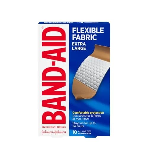 Band-Aid Flexible Fabric Adhesive Bandages Extra Large 10 Pack | Comfort & Flexibility for Minor Wounds thumbnail 1
