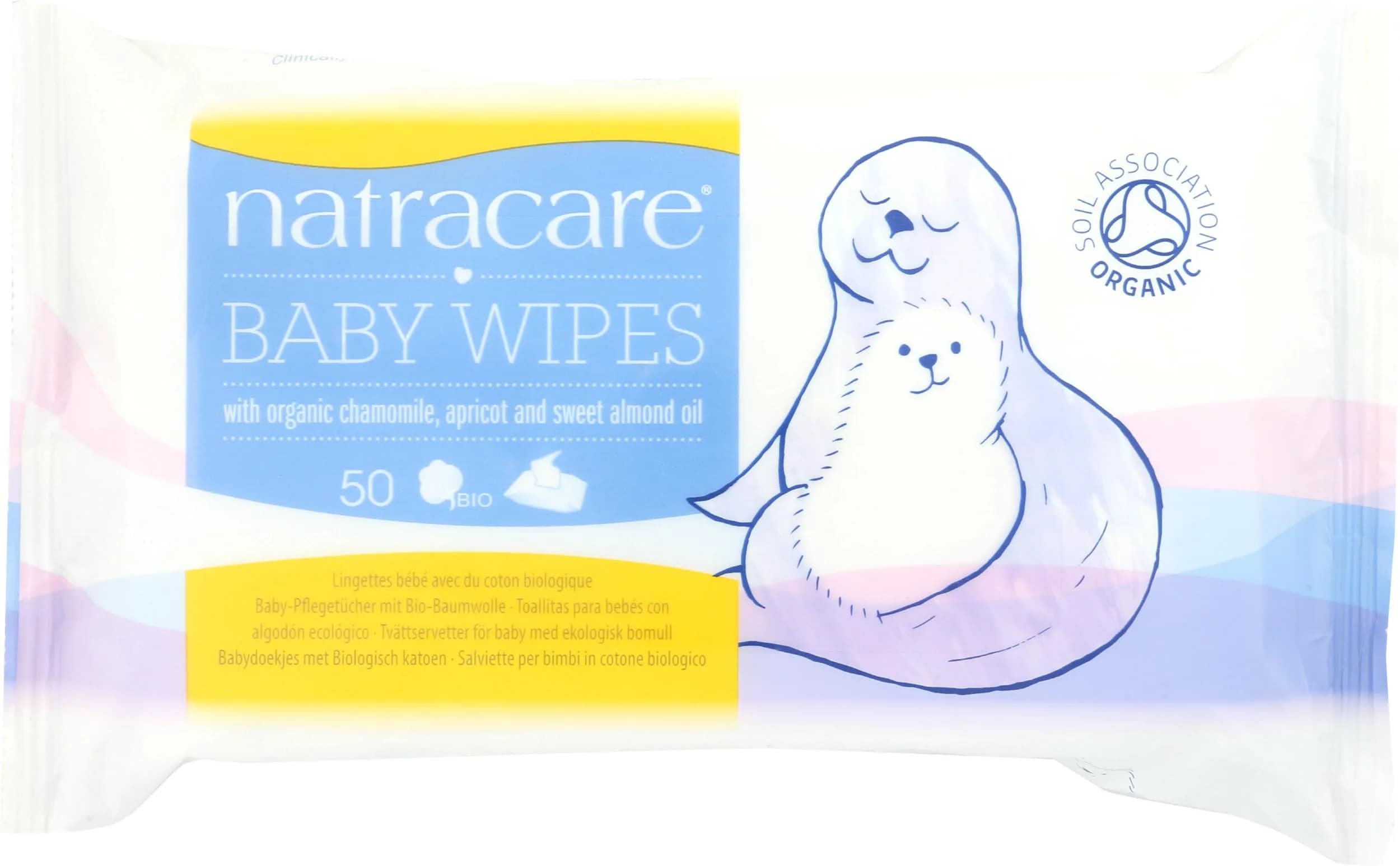 Natracare Organic Cotton Baby Wipes, 50 Count | Gentle & Biodegradable for Sensitive Skin - main product image
