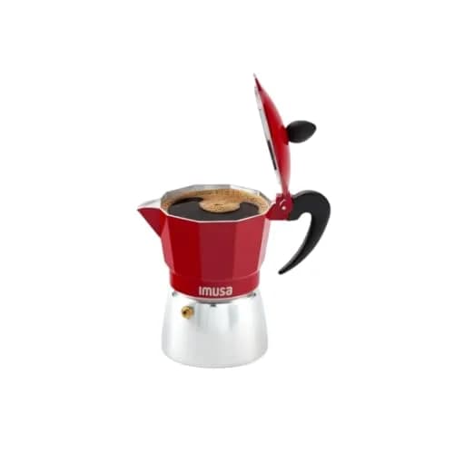 Imusa Red Coffee Maker 3-Cup | Aluminum Stovetop Espresso Machine with Cool Touch Handle thumbnail 1