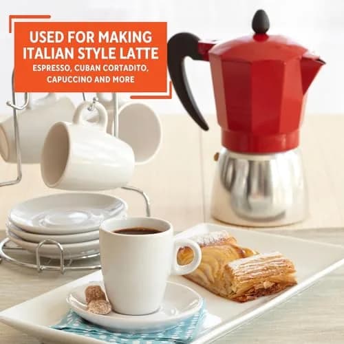 Imusa Red Coffee Maker 3-Cup | Aluminum Stovetop Espresso Machine with Cool Touch Handle thumbnail 6