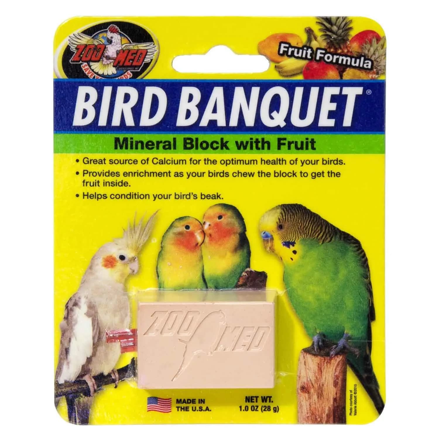 Zoo Med Fruit Bird Banquet Block Small | Calcium & Fruit Enrichment for Birds