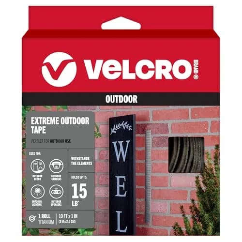 VELCRO Brand Extreme Outdoor Tape Titanium 10ft (3.05m) Roll | Holds Up to 15 Lbs (6.8 kg) | UV & Weather Resistant thumbnail 1