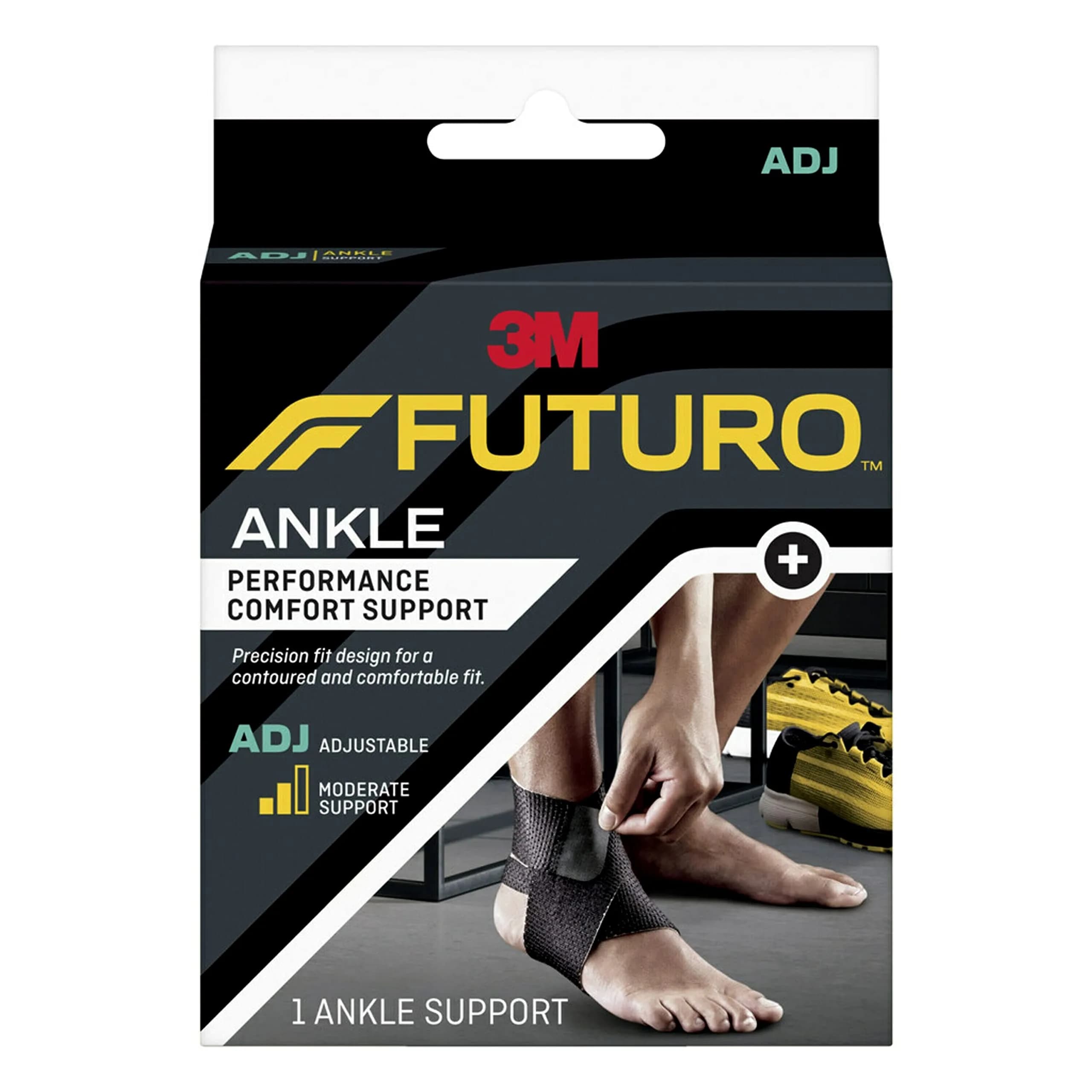 Futuro Performance Comfort Ankle Support, Adjustable Black | Moderate Support & Breathable Materials