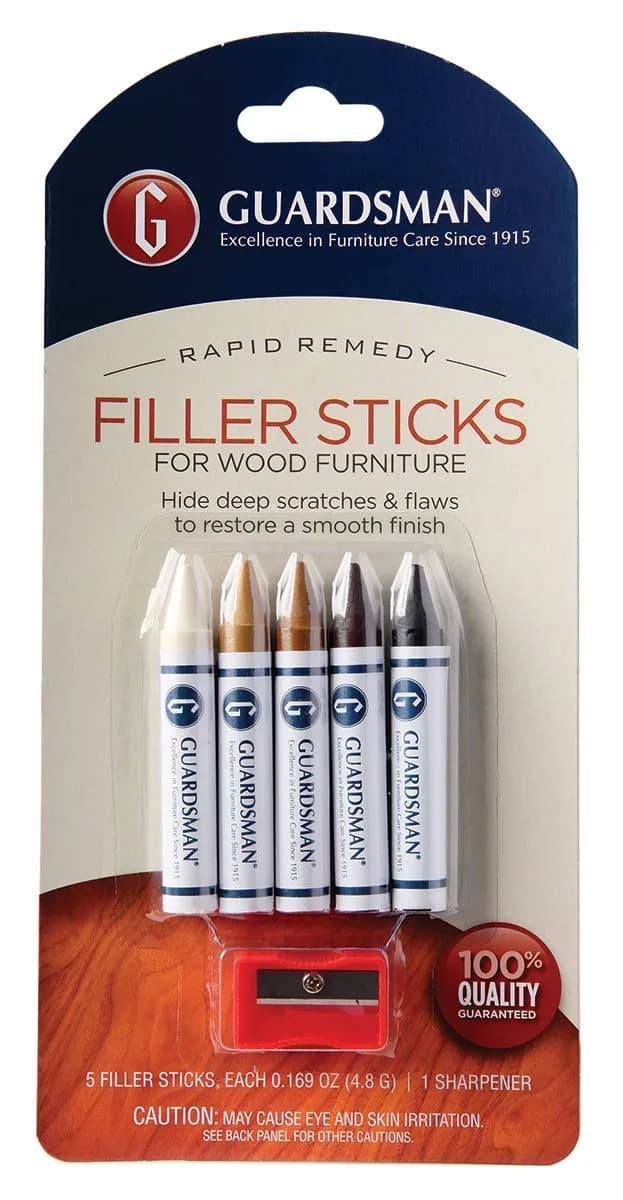 Guardsman Wax Wood Furniture Filler Sticks, 5 Colors | Scratch Repair Kit for Wood Floors & Furniture — 500300