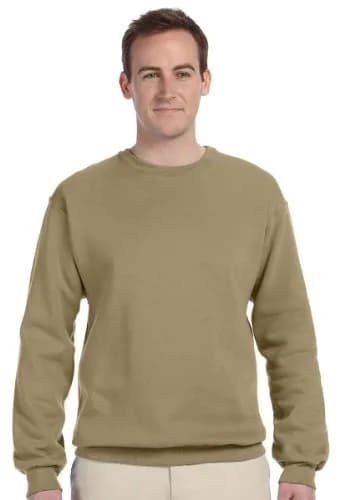 Jerzees Z NuBlend 50/50 Cotton/Poly Crew Sweatshirt | Khaki Brown, Small | Seamless, Pill-Resistant Fleece thumbnail 1