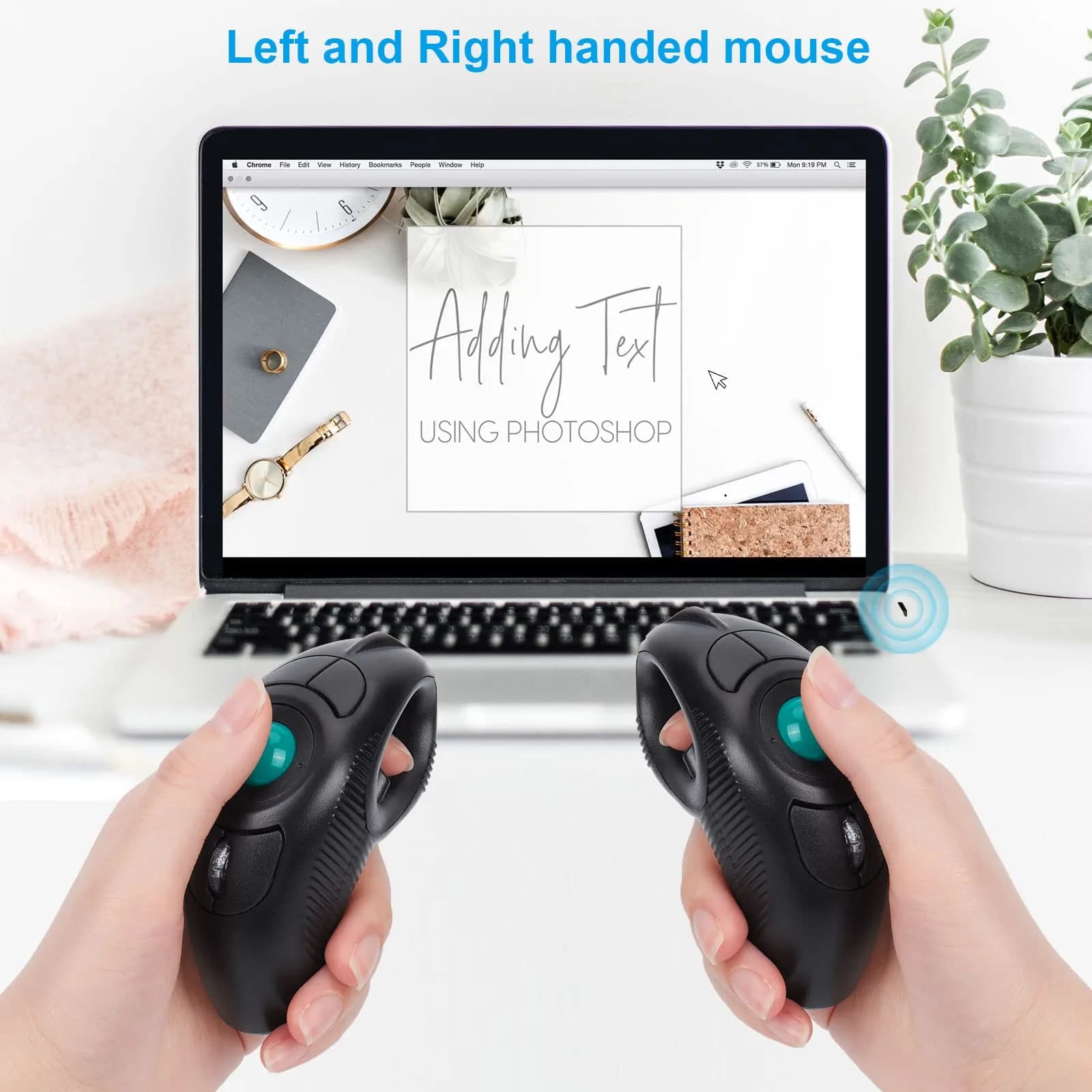 welspo Wireless USB Finger Trackball Mouse with Green Ball | Ambidextrous Laser Sensor - view 5