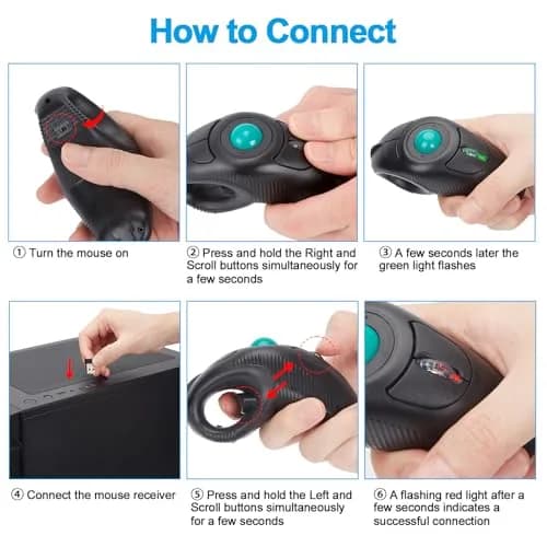 welspo Wireless USB Finger Trackball Mouse with Green Ball | Ambidextrous Laser Sensor thumbnail 9