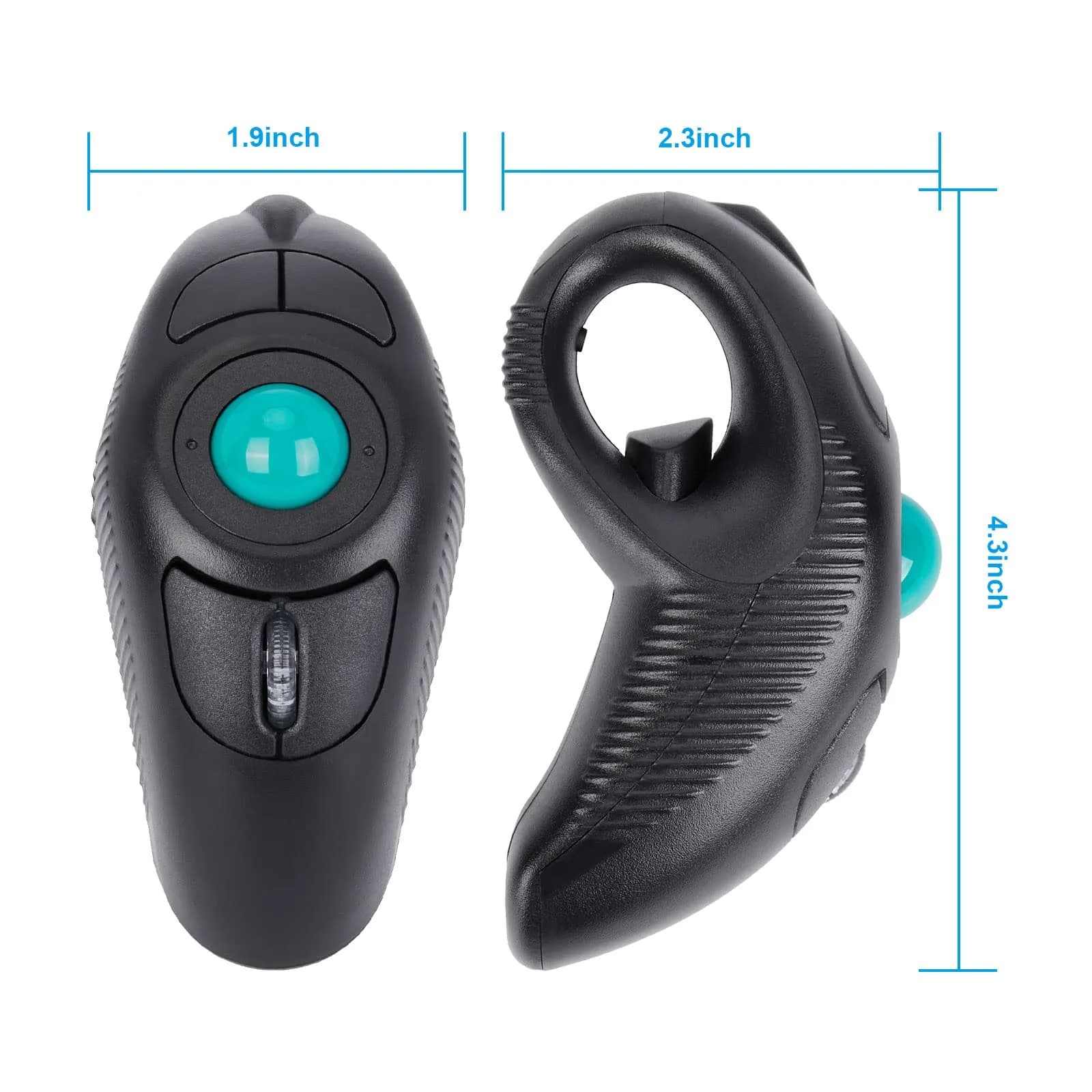 welspo Wireless USB Finger Trackball Mouse with Green Ball | Ambidextrous Laser Sensor - view 4