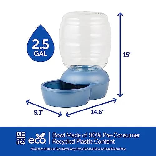Petmate Replendish Gravity Waterer 2.5 Gallon (9.5L) Blue | Continuous Filtered Water Supply for Dogs & Cats thumbnail 3