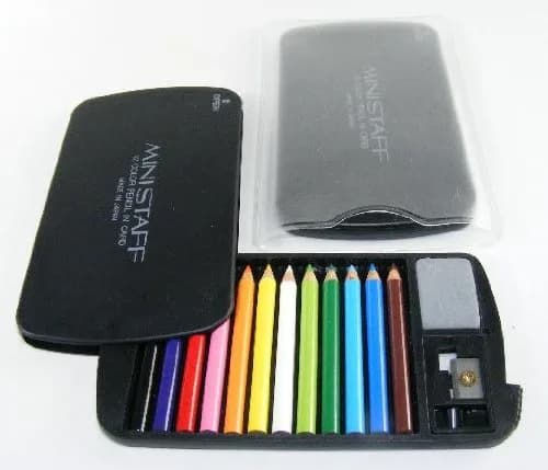 BC USA Japanese Mini Colored Pencils in Case with Eraser & Sharpener | 12 Colors, Compact Travel Size thumbnail 3