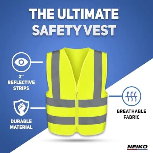 NEIKO High Visibility Safety Vest ANSI Class 2 Neon Yellow 3X-Large | Reflective, Lightweight & ANSI Certified thumbnail 2