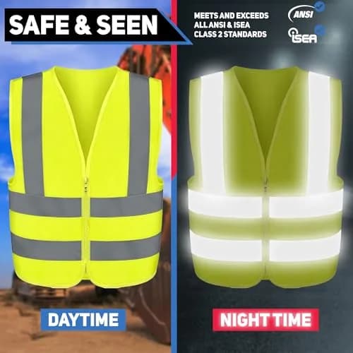 NEIKO High Visibility Safety Vest ANSI Class 2 Neon Yellow 3X-Large | Reflective, Lightweight & ANSI Certified thumbnail 3