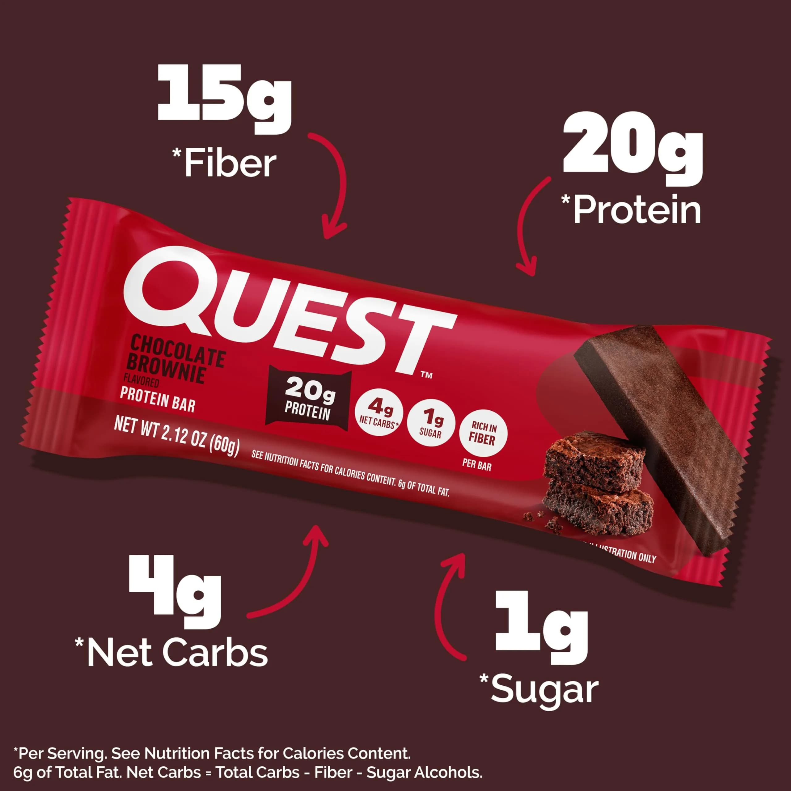 Quest Chocolate Brownie Protein Bar 20g Protein 12 Count | High Protein Snack for Indian Fitness Goals - view 2
