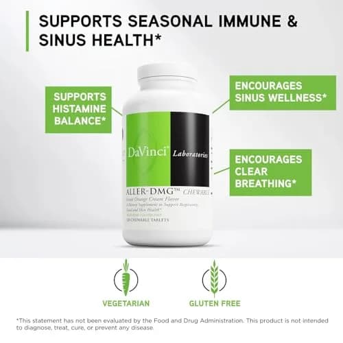 DAVINCI Labs Aller-DMG Chewable 120 Tablets | Immune & Respiratory Support, Orange Cream Flavor thumbnail 3