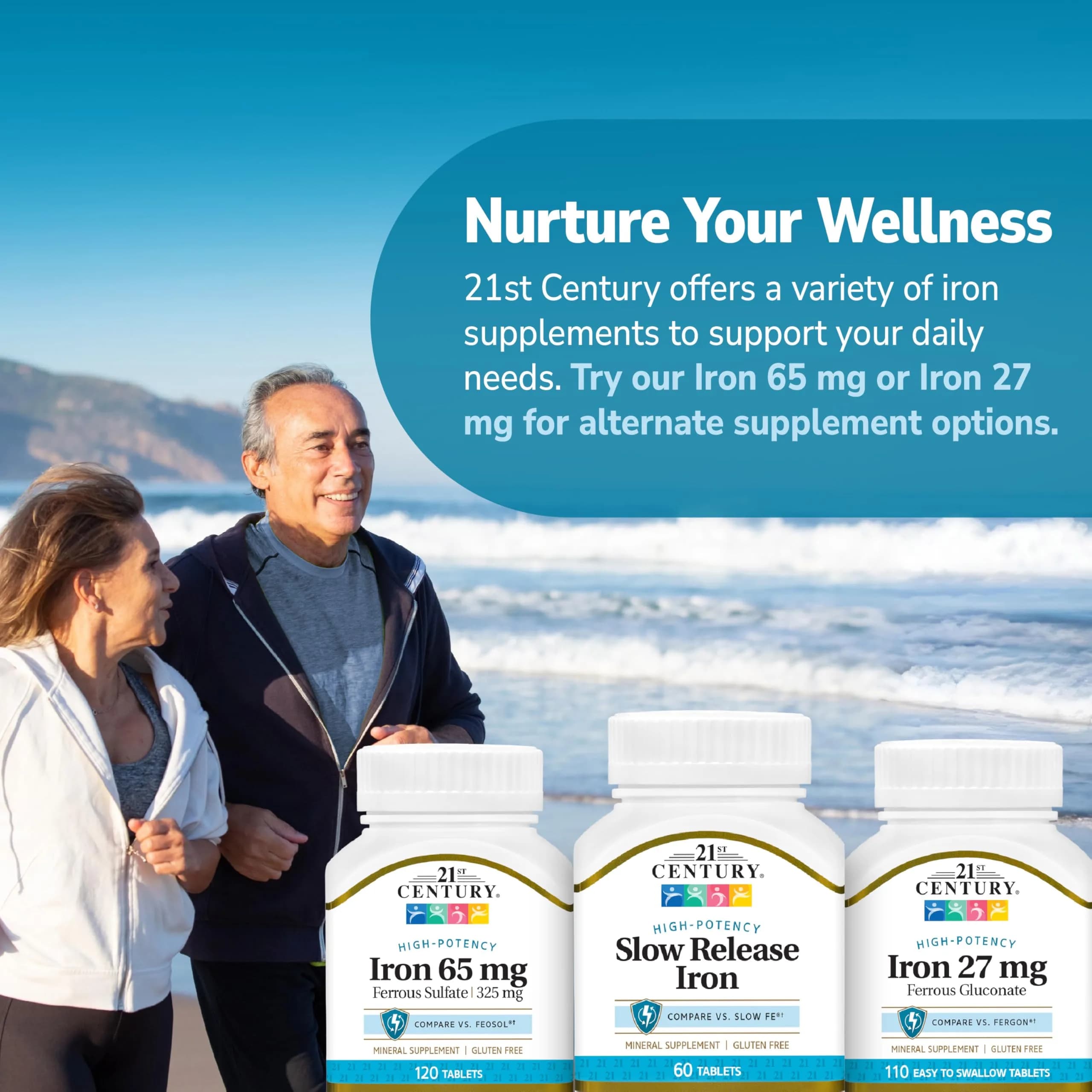 21st Century Slow Release Iron Tablets 45mg 60 Count | Gentle on Stomach, Gluten-Free - view 6