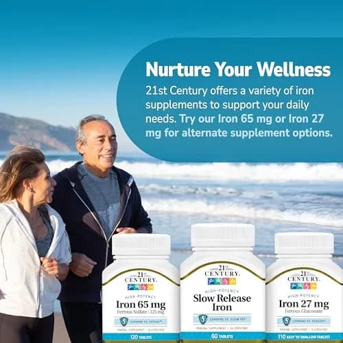 21st Century Slow Release Iron Tablets 45mg 60 Count | Gentle on Stomach, Gluten-Free thumbnail 6