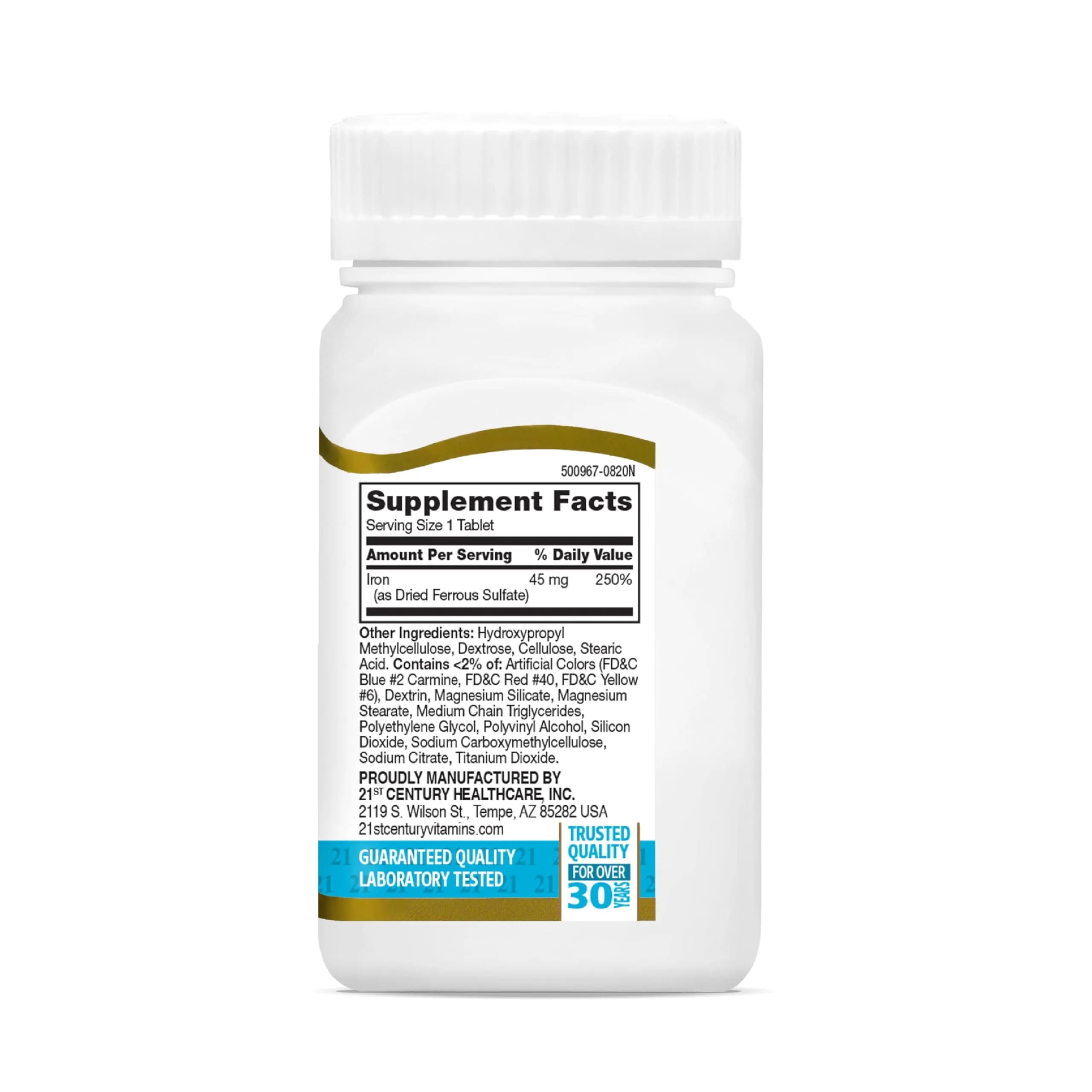 21st Century Slow Release Iron Tablets 45mg 60 Count | Gentle on Stomach, Gluten-Free - view 9