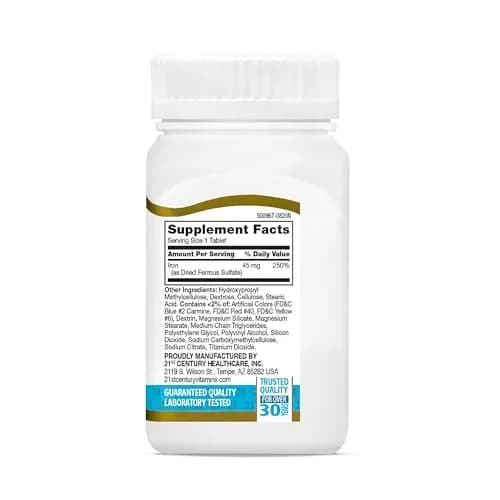 21st Century Slow Release Iron Tablets 45mg 60 Count | Gentle on Stomach, Gluten-Free thumbnail 9