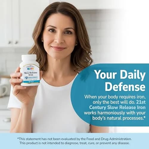 21st Century Slow Release Iron Tablets 45mg 60 Count | Gentle on Stomach, Gluten-Free thumbnail 3