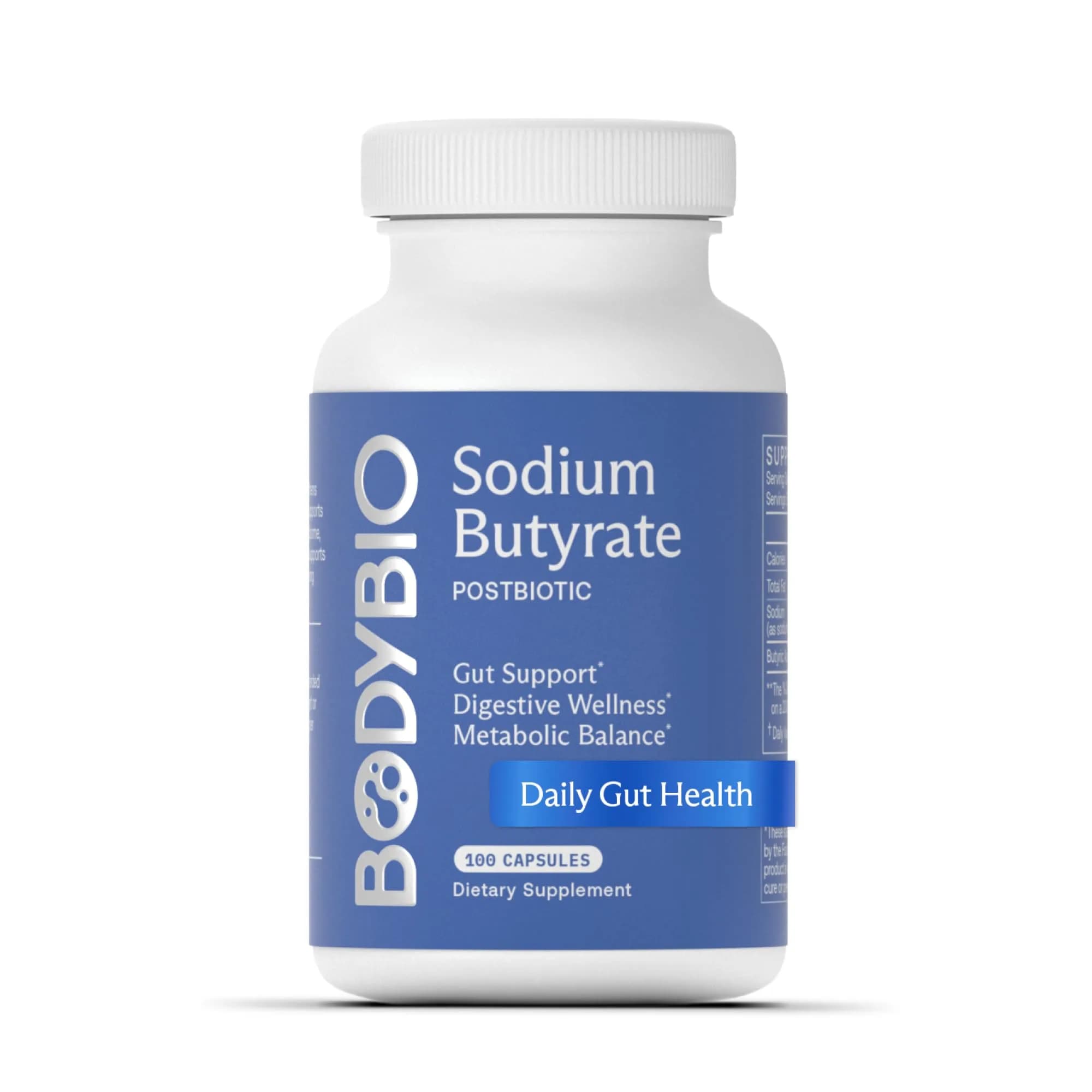 BodyBio Butyrate Sodium 100 Count | Postbiotic for Gut & Digestive Support - main product image