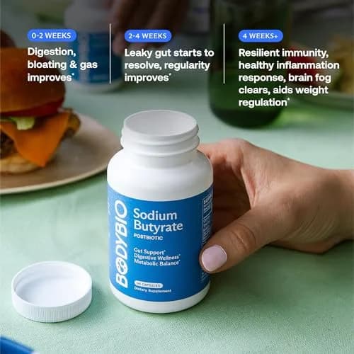 BodyBio Butyrate Sodium 100 Count | Postbiotic for Gut & Digestive Support thumbnail 6