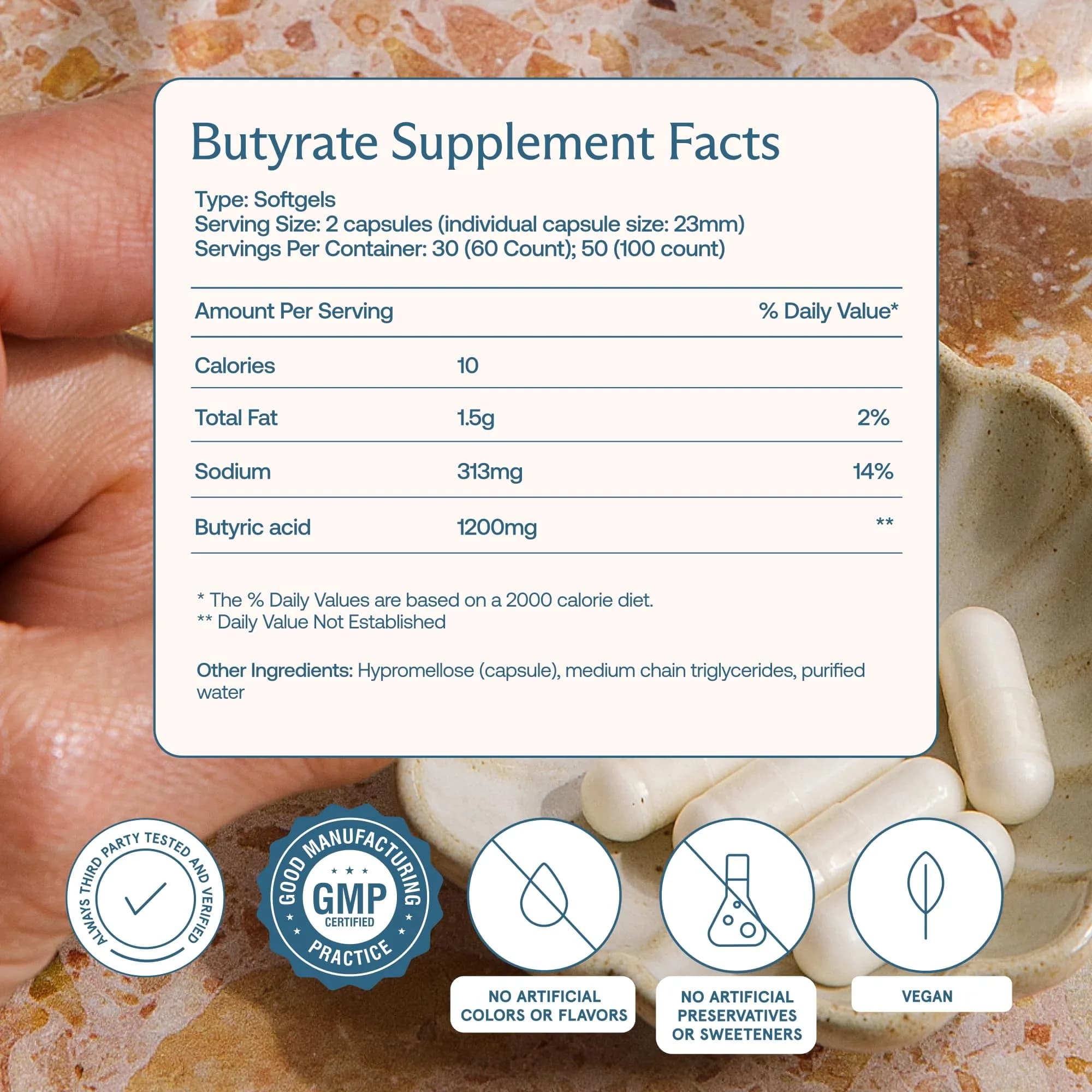 BodyBio Butyrate Sodium 100 Count | Postbiotic for Gut & Digestive Support - view 3