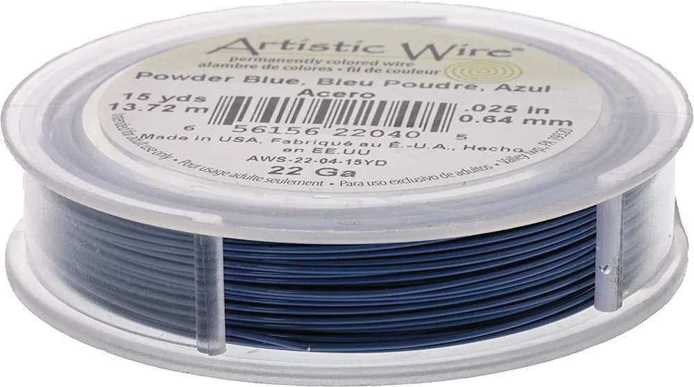 EUROTOOL Artistic Wire Powder Blue 22 Gauge 15 Yards | Copper Jewelry Wire for Crafts & Art — Powder Blue
