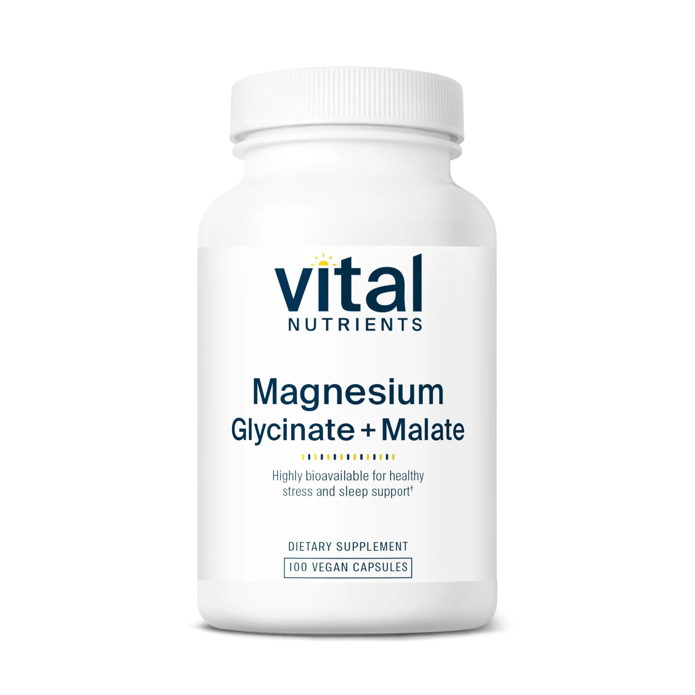 Vital Nutrients Magnesium Glycinate + Malate 240mg | Supports Heart & Bone Health, 100 Capsules — Capsule