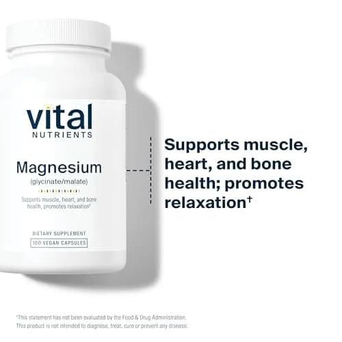 Vital Nutrients Magnesium Glycinate + Malate 240mg | Supports Heart & Bone Health, 100 Capsules thumbnail 3