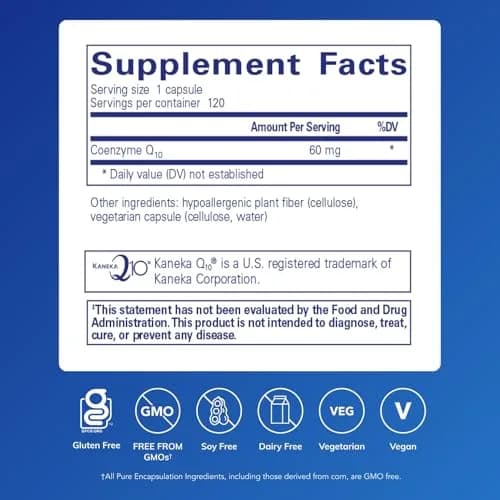 Pure Encapsulations CoQ10 60 mg | Cellular Energy & Antioxidant Support (120 Capsules) thumbnail 2