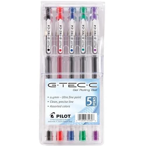 PILOT G-Tec-C Gel Ink Pens 5-Pack | Ultra-Fine 0.4mm, Assorted Colors, Precise Control thumbnail 1