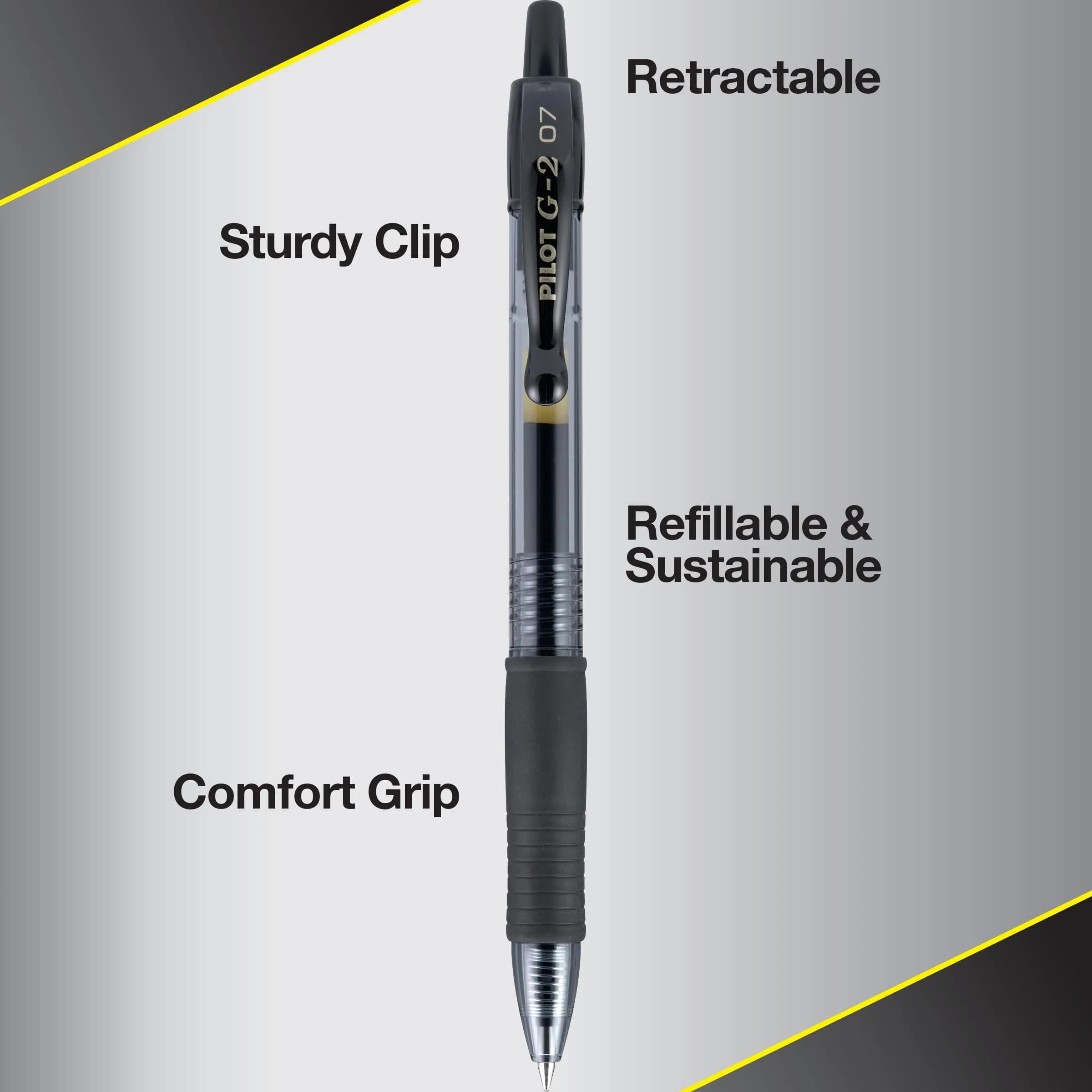 PILOT G2 Retractable Gel Pens, Fine Point 0.7mm, Black Ink, 5-Pack | Longest-Lasting Gel Ink Pens - view 5