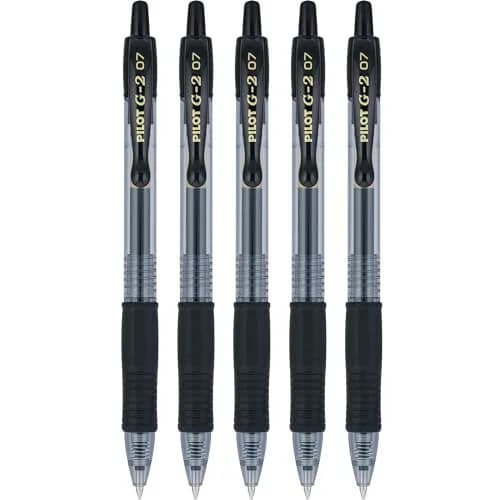 PILOT G2 Retractable Gel Pens, Fine Point 0.7mm, Black Ink, 5-Pack | Longest-Lasting Gel Ink Pens thumbnail 6