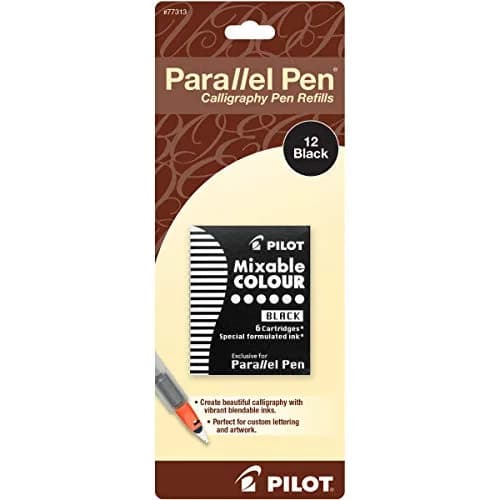 PILOT Parallel Mixable Color Ink Refills for Calligraphy Pens - Black Ink, 12-Pack thumbnail 1