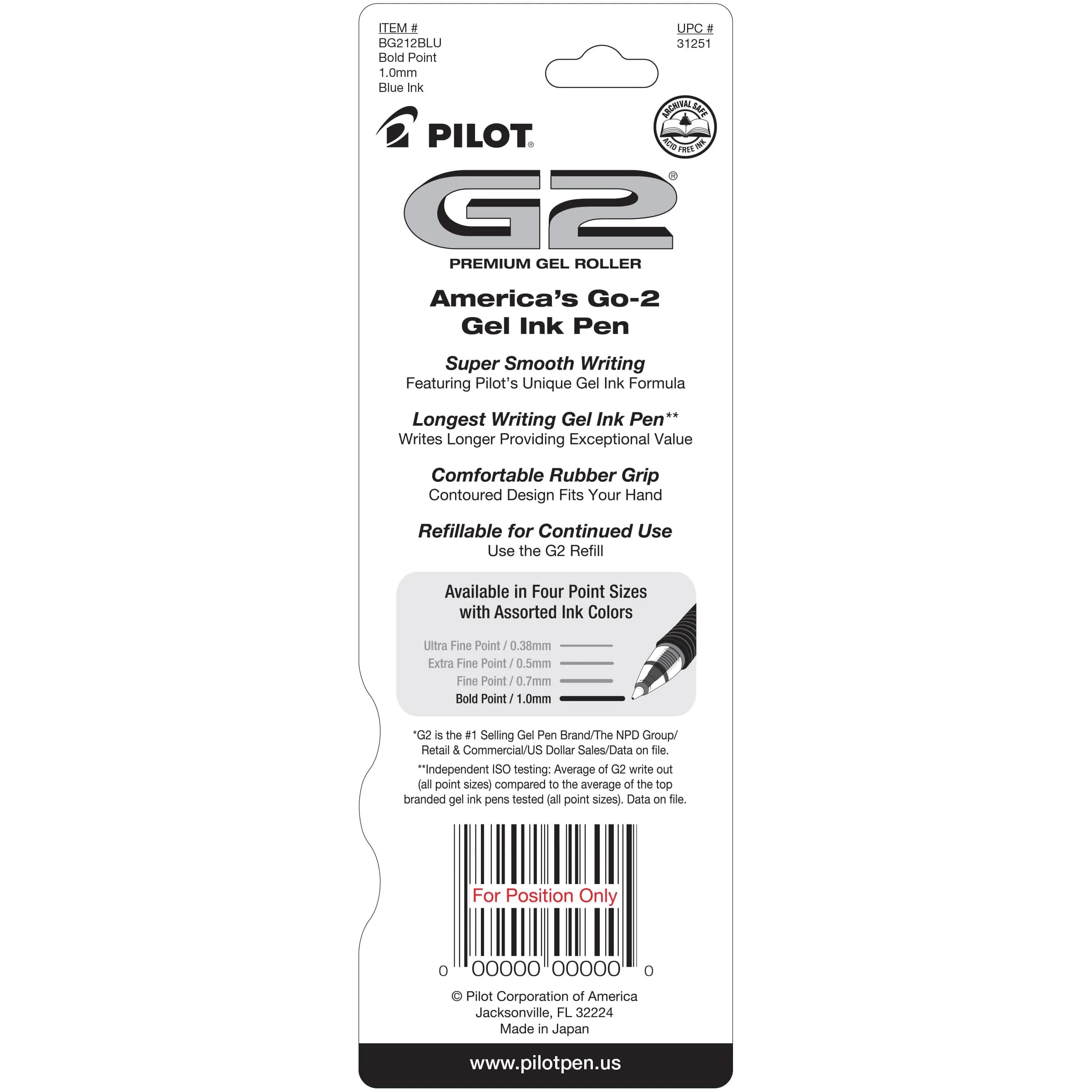 Pilot G2 Premium Gel Pens Black Bold Point 1 mm 2 Count (Pack of 1) | Smooth Writing for Students & Professionals - view 2