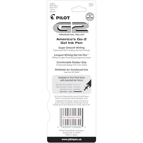 PILOT G2 Premium Blue Gel Pens, Bold Point (1.0mm), 2 Count Pack | Smooth Writing - view 2