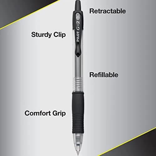 Pilot G2 Premium Retractable Gel Pen .38mm Black | Smooth, Long-Lasting Ink for Precise Writing thumbnail 6