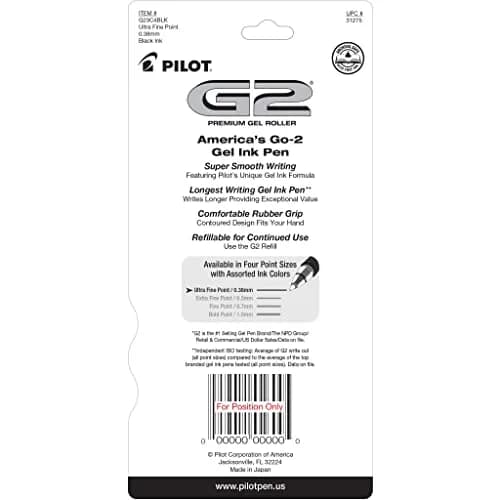Pilot G2 Premium Retractable Gel Pen .38mm Black | Smooth, Long-Lasting Ink for Precise Writing thumbnail 2