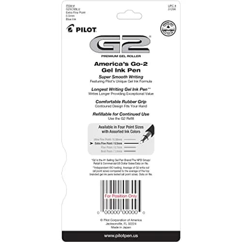 PILOT G2 Premium Refillable Gel Pens, Extra Fine Point 0.5mm, Blue Ink, 5-Pack | Smooth Writing & Long-Lasting thumbnail 2