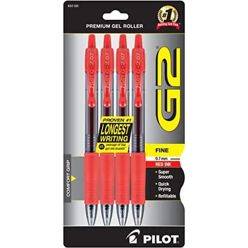 PILOT G2 Premium Gel Roller Pens Fine Point 0.7mm Red 4-Pack | Smooth Ink Flow for Students & Office thumbnail 1