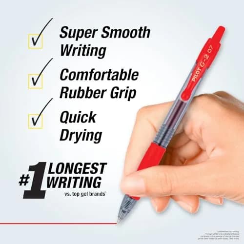 PILOT G2 Premium Gel Roller Pens Fine Point 0.7mm Red 4-Pack | Smooth Ink Flow for Students & Office thumbnail 2