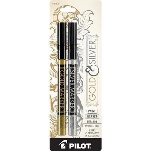 PILOT Extra Fine Point Permanent Markers, Gold/Silver Ink | Precise, Fade-Resistant, 2-Pack thumbnail 1