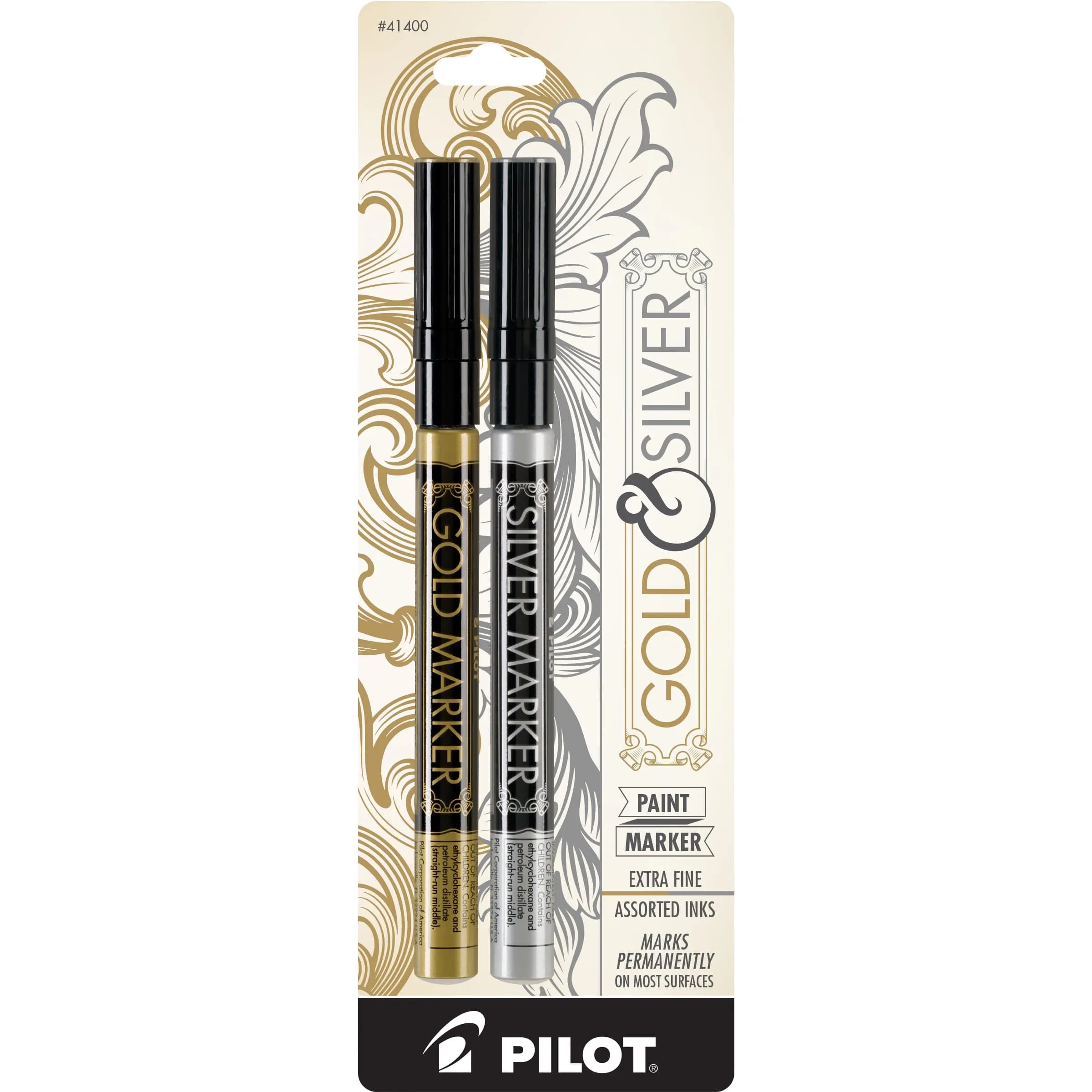 PILOT Extra Fine Point Permanent Markers, Gold/Silver Ink | Precise, Fade-Resistant, 2-Pack - main product image