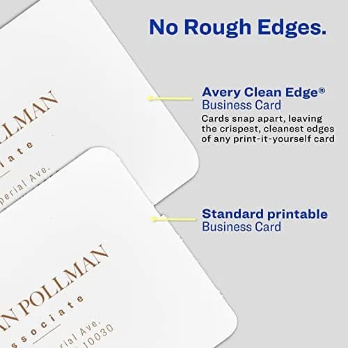 Avery Clean Edge Printable Business Cards with Sure Feed Technology, Rounded Corners, 160 Cards (25ml / 0.811 Fl Oz) | Professional Cards for Inkjet Printers thumbnail 4