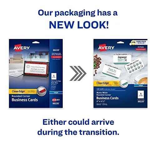 Avery Clean Edge Printable Business Cards with Sure Feed Technology, Rounded Corners, 160 Cards (25ml / 0.811 Fl Oz) | Professional Cards for Inkjet Printers thumbnail 2